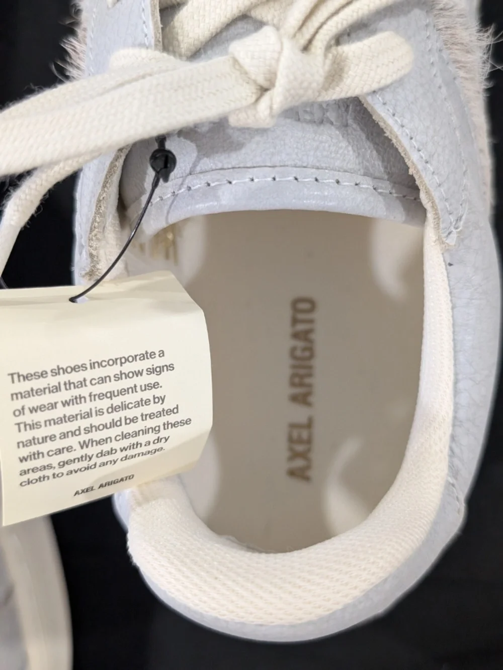 Axel Arigato Dice T-Toe Pony Hair Sneakers Light Gray Off White Men US 11 EU 45